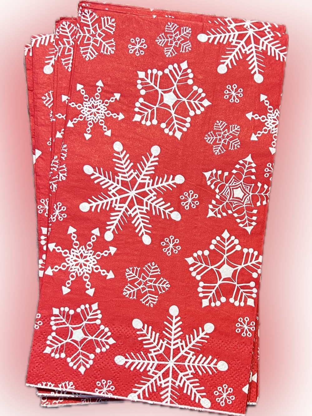 🍄 Snowflake Red  Decorative Guest Towel Napkins Winter Holiday Set of 11